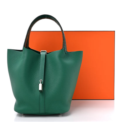 Hermes Taurillon Clemence Matte Alligator Picotin Lock Touch 22 MM Vert Vertigo 11 of 11