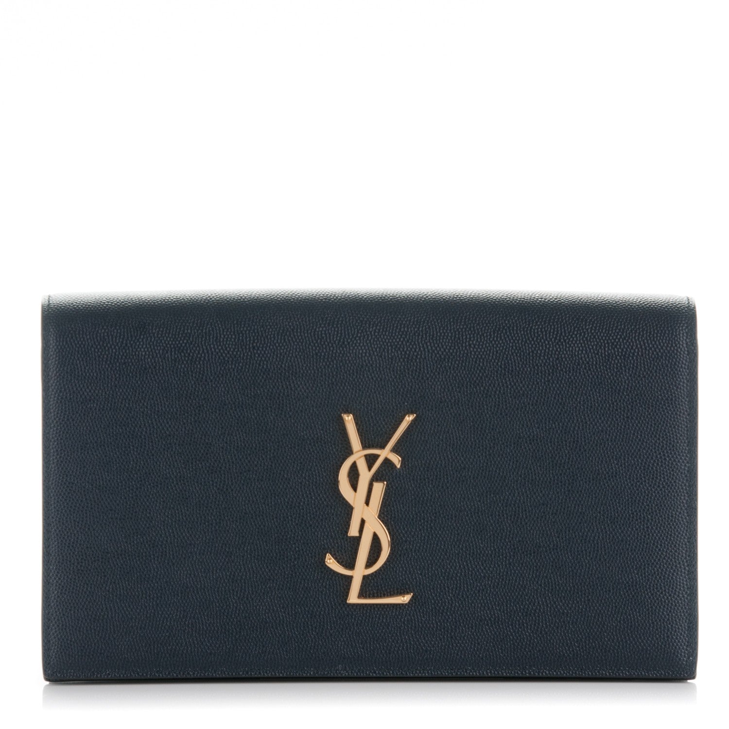 Saint Laurent Grain De Poudre Classic Monogram Clutch Navy 1 of 6