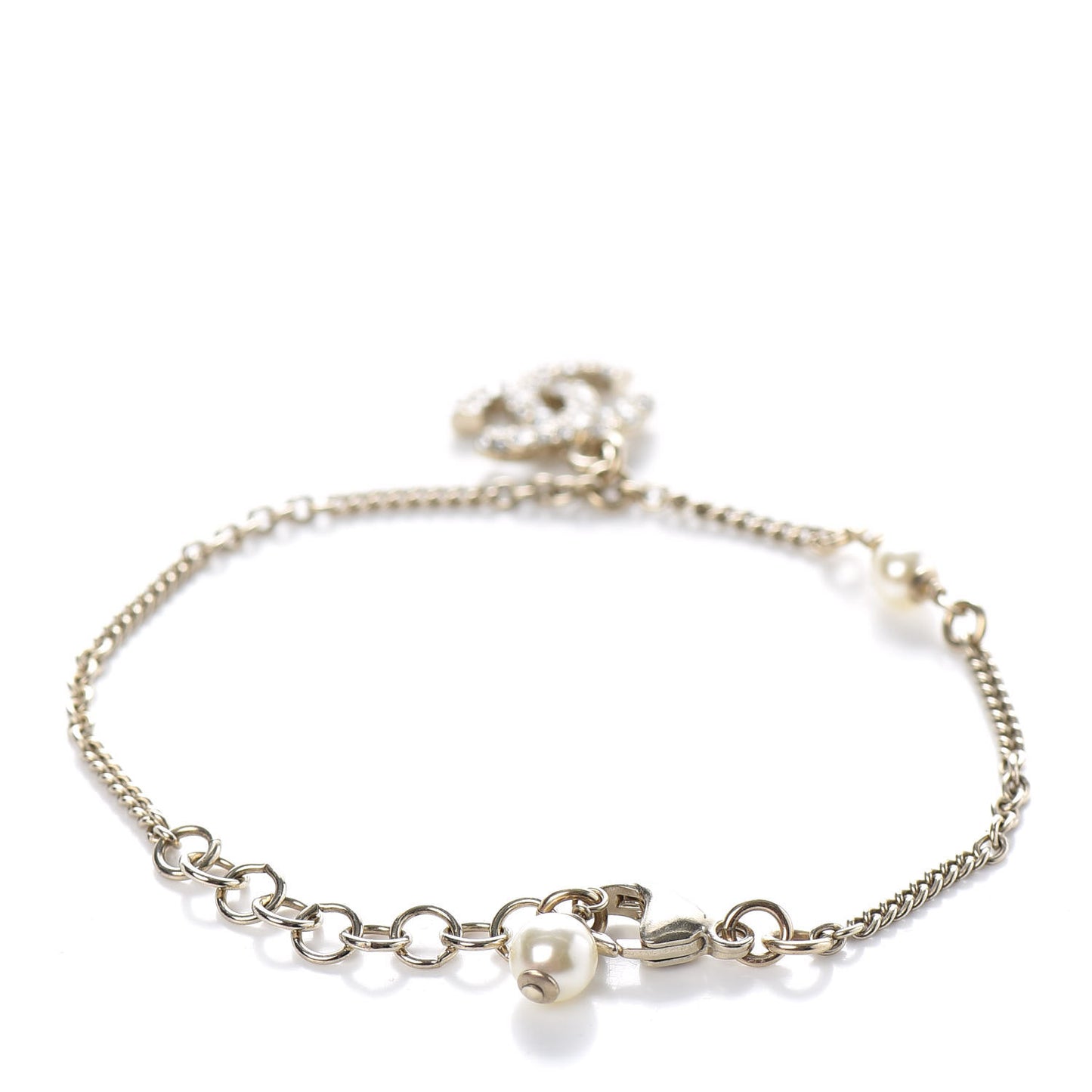 Pearl Crystal CC Bracelet Gold
