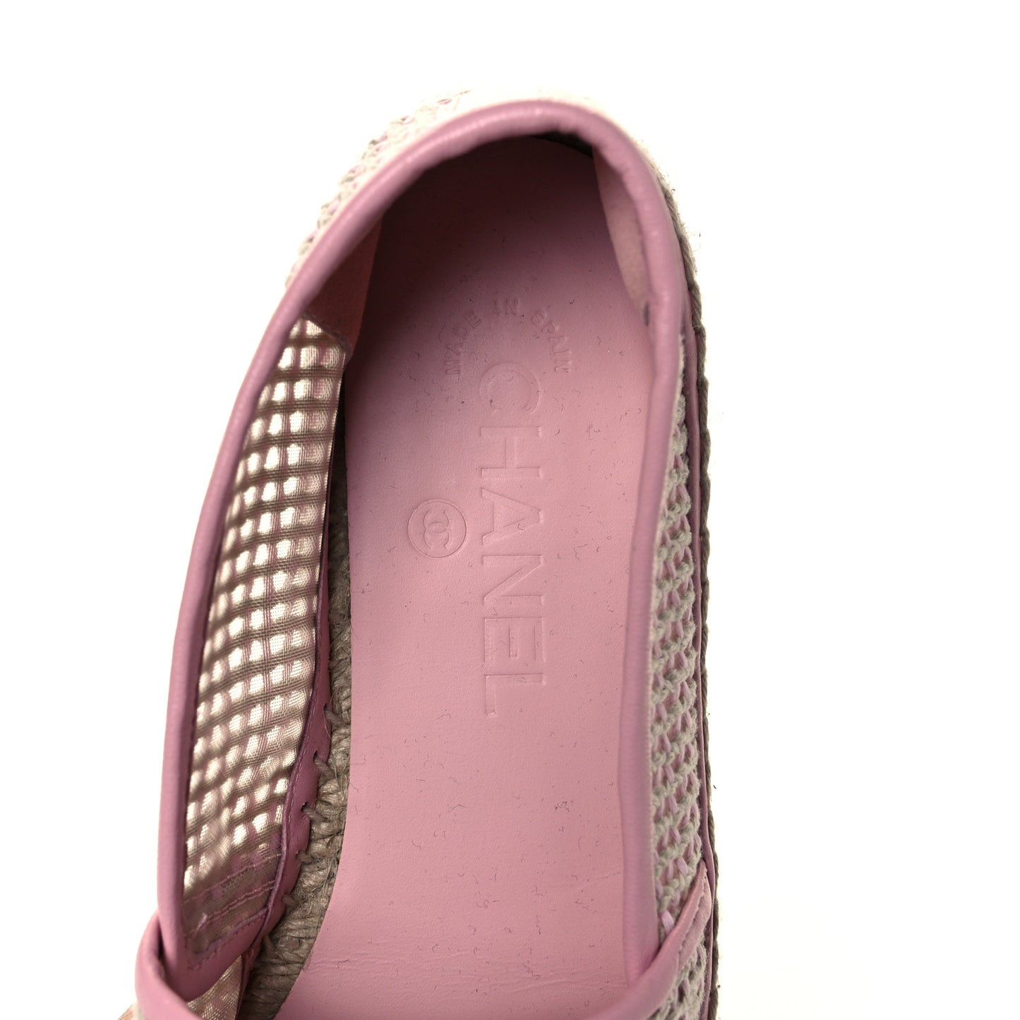 Mesh Lambskin CC Espadrilles 39 Light Pink Beige