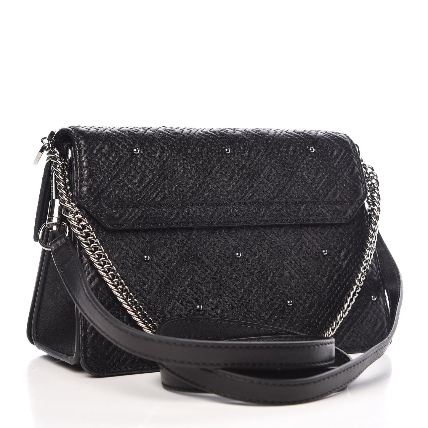 Lambskin Embroidered Studded Small GV3 Shoulder Bag Black