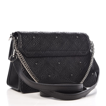 Givenchy Lambskin Embroidered Studded Small GV3 Shoulder Bag Black 3 of 9
