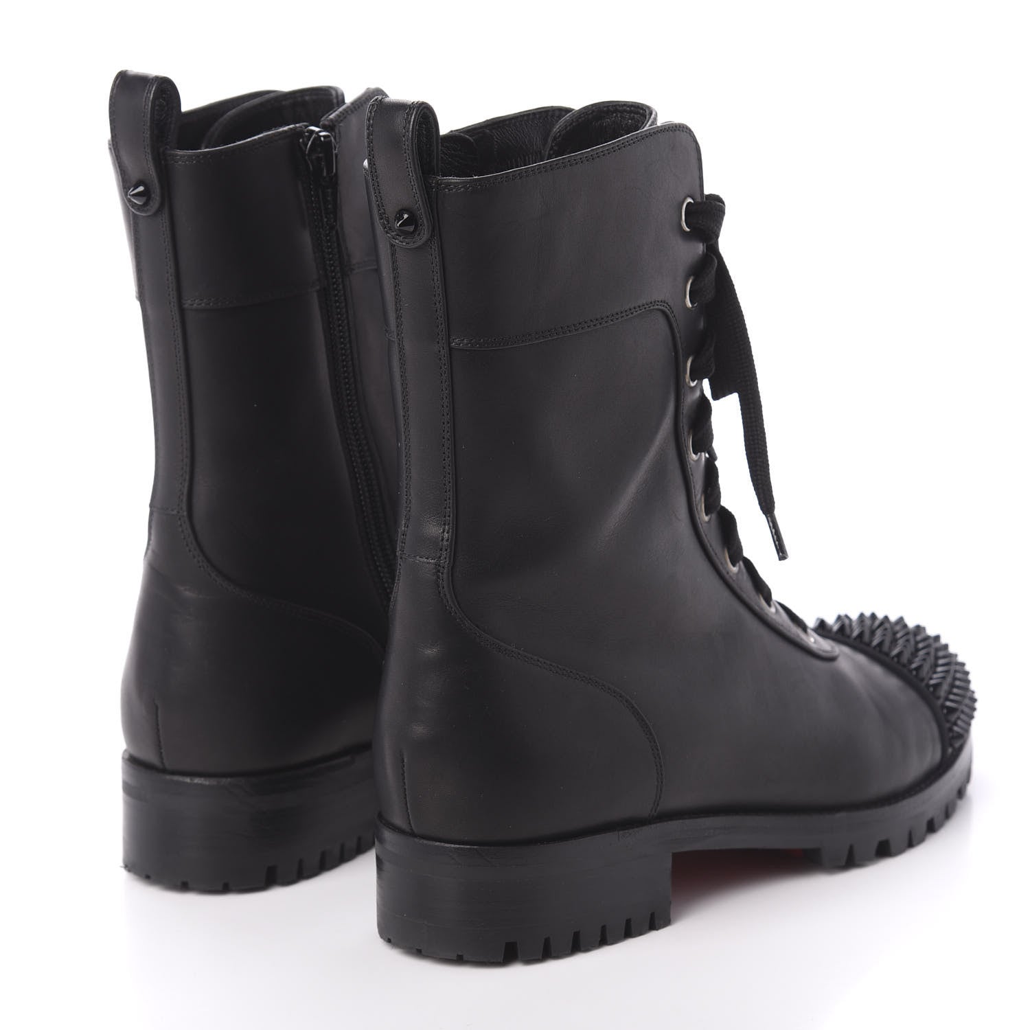 Christian Louboutin Calfskin Spikes TS Croc Flat Boots 37 Black 4 of 7