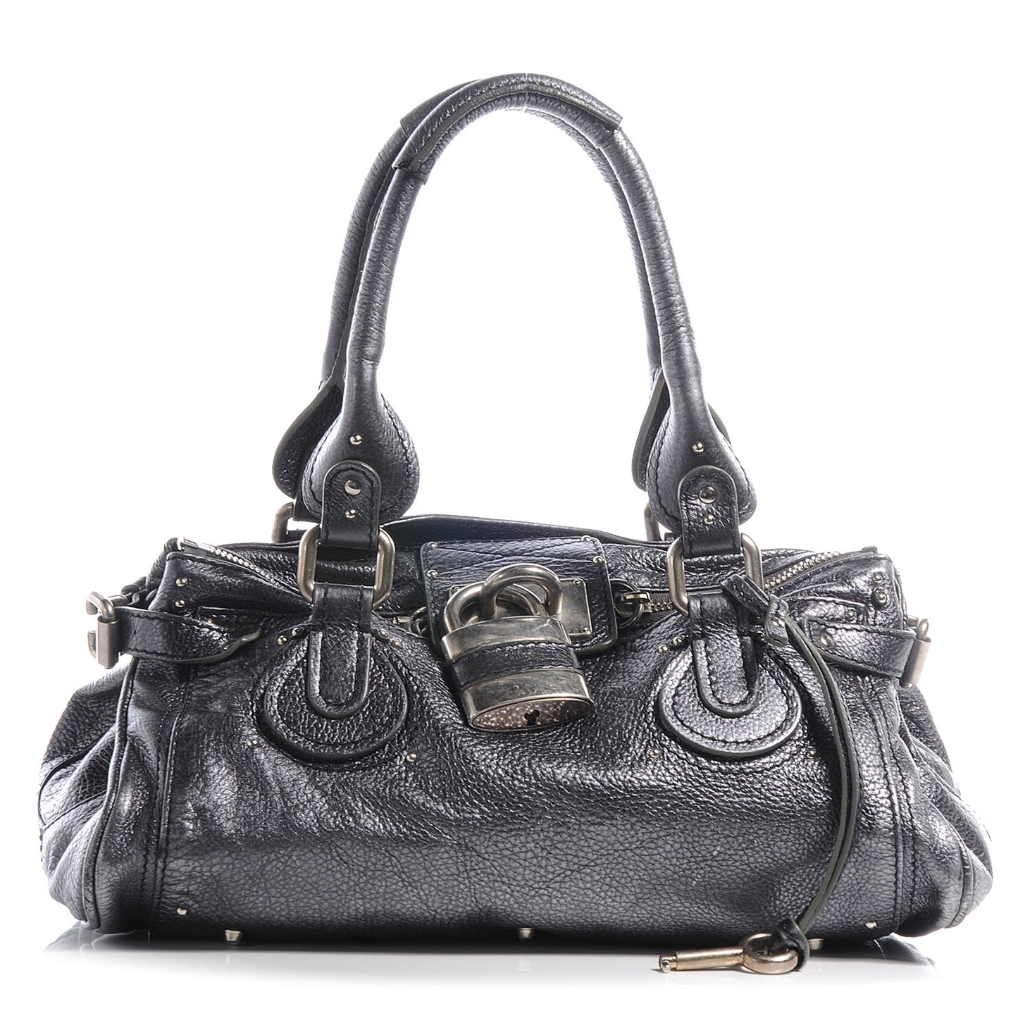 Leather Paddington Metallic Grey