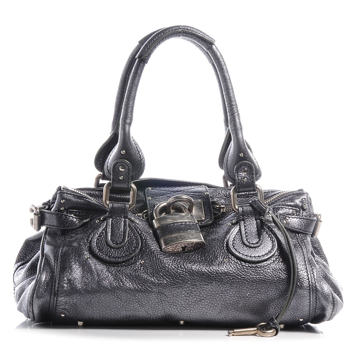 Chloe Leather Paddington Metallic Grey 1 of 8