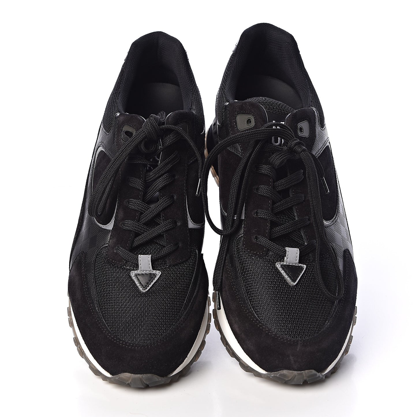 Suede Damier Infini Run Away Sneakers 6.5 Black