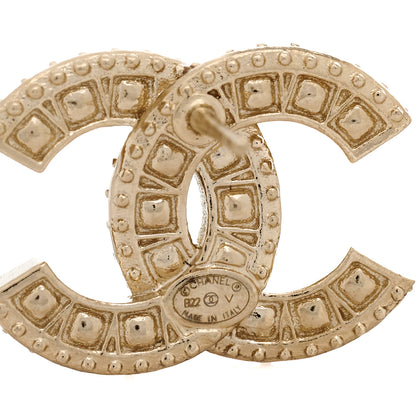 Chanel Crystal Timeless CC Earrings Light Gold 4 of 5