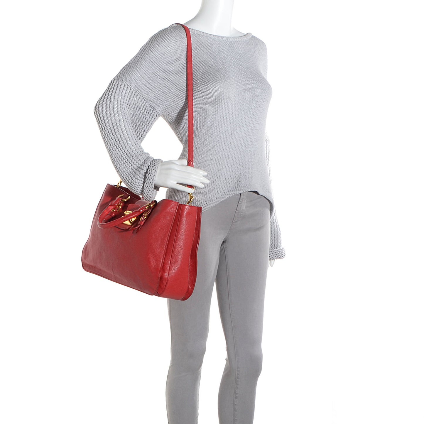 Goatskin Madras Tote Rosso
