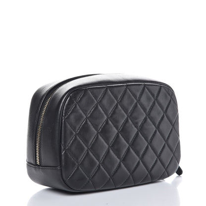Chanel Lambskin Quilted Medium Curvy Pouch Cosmetic Case Black 3 of 8