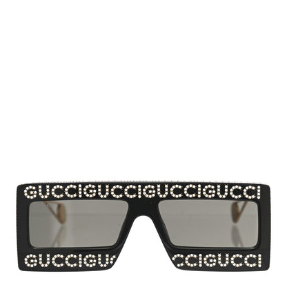 Gucci Acetate Crystal Mask-Frame Sunglasses GG0431S Black 2 of 7