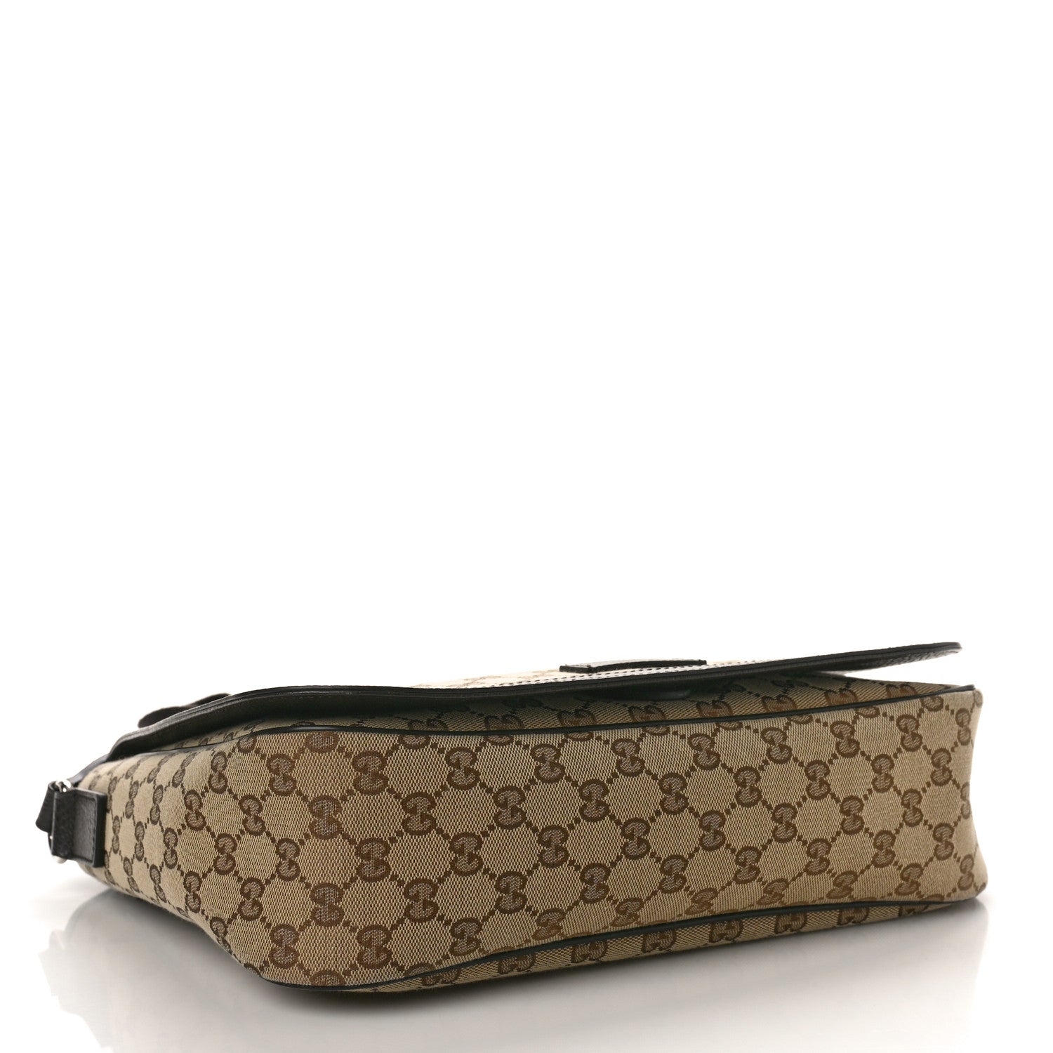 Gucci Monogram Large Flap Messenger Bag Beige Dark Brown 4 of 10