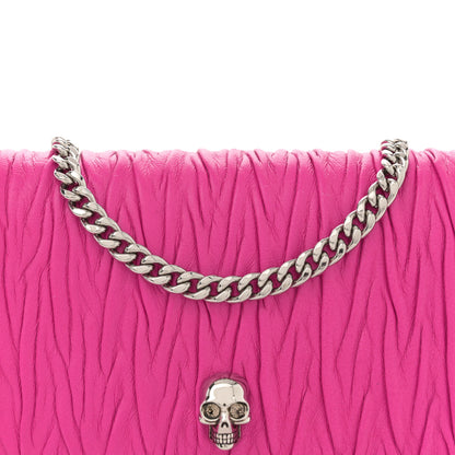 Alexander McQueen Lambskin Pleated Skull Small Chain Crossbody Bag Fuchsia 8 of 12