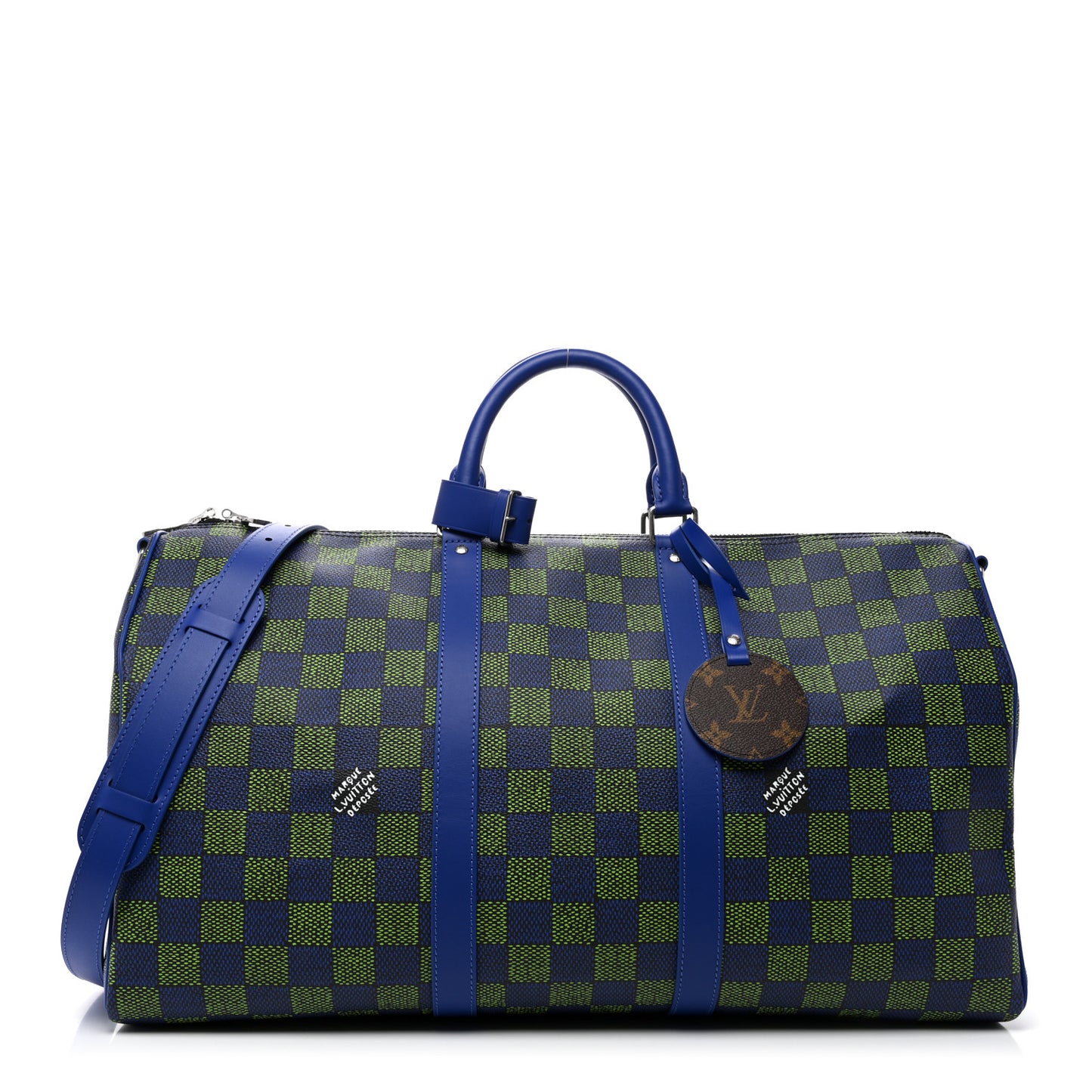 Damier Heritage Keepall Bandouliere 50 Blue Green