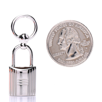 Hermes Palladium Mini Loop Charms Cadenas Scarf Ring Silver 2 of 5