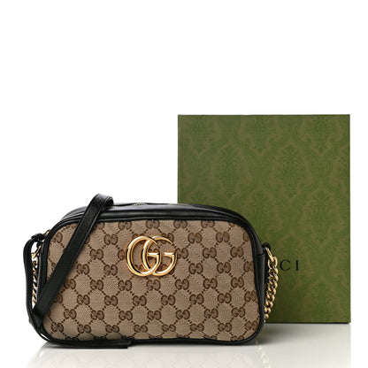 Gucci Monogram Matelasse Diagonal Small GG Marmont Chain Shoulder Bag Beige Black 12 of 12