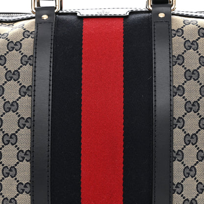 Gucci Monogram Selleria Calfskin Vintage Web Medium Boston Beige Blue 9 of 13