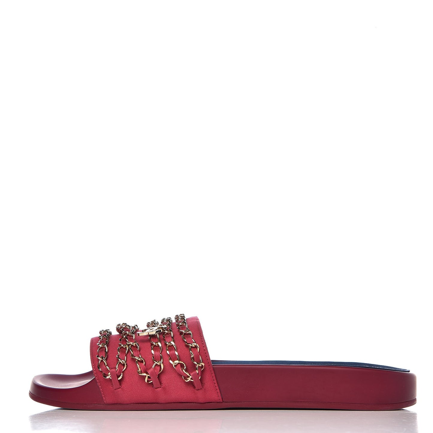 Satin Chain Flat Sandals 41 Dark Fuchsia