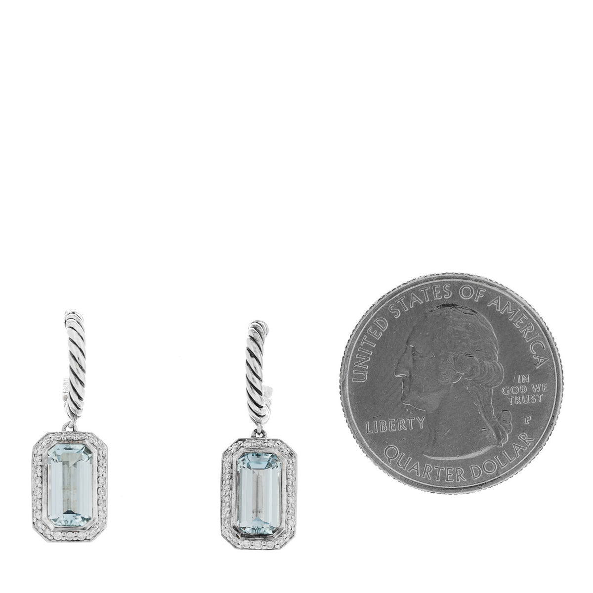 David Yurman Sterling Silver Diamond Blue Topaz Novella Drop Earrings 2 of 5