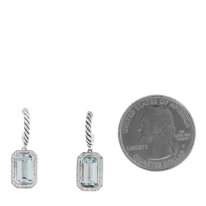 David Yurman Sterling Silver Diamond Blue Topaz Novella Drop Earrings 2 of 5