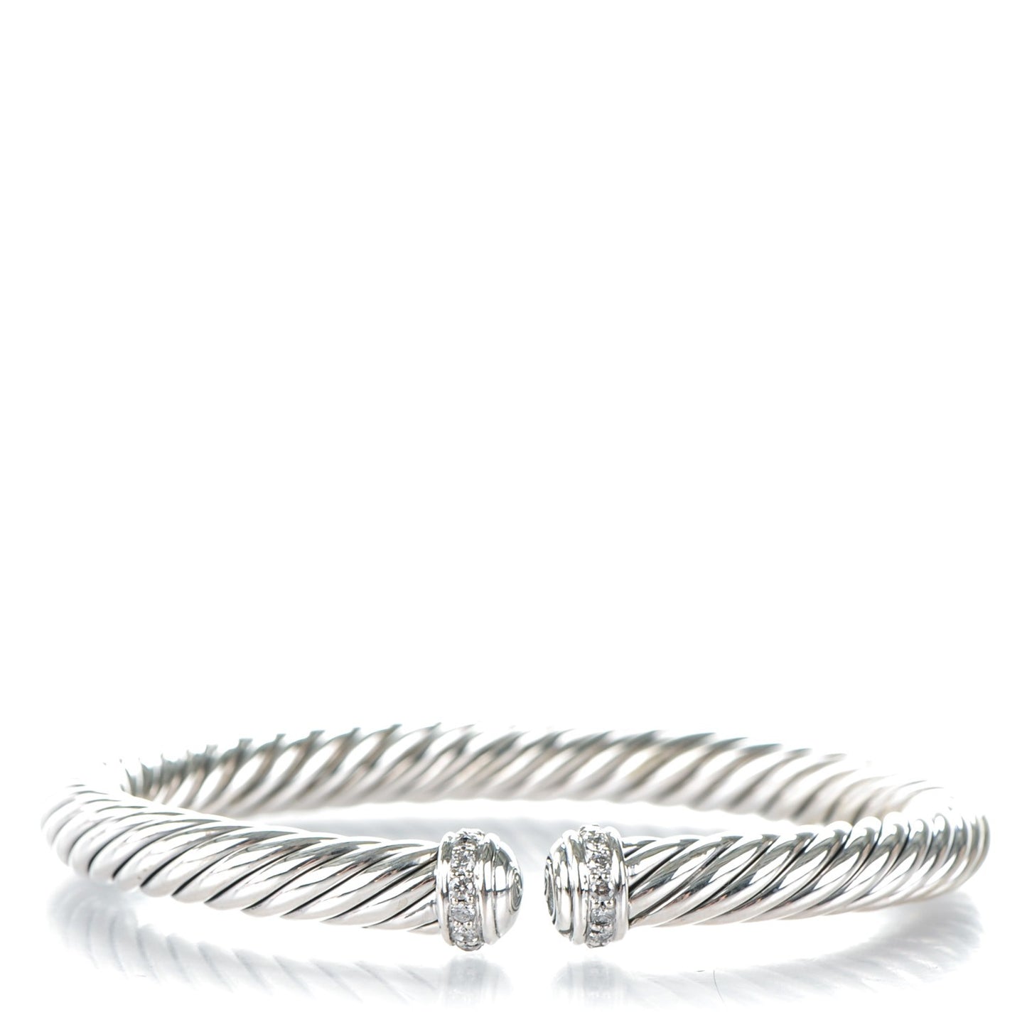 Sterling Silver Pave Diamond 7mm Cablespira Bracelet