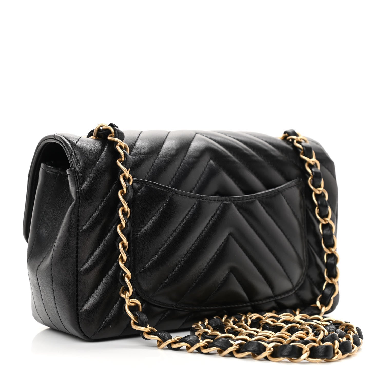 Chanel Lambskin Chevron Quilted Mini Rectangular Flap Black 3 of 11
