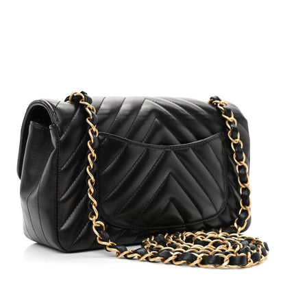 Chanel Lambskin Chevron Quilted Mini Rectangular Flap Black 3 of 11