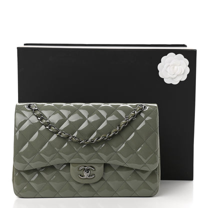 Chanel Patent Quilted Jumbo Double Flap Light Green 11 of 11