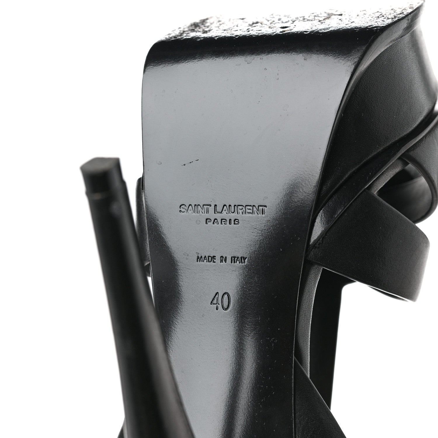 Saint Laurent Calfskin Tribute 105 Platform Sandals 40 Black 6 of 8