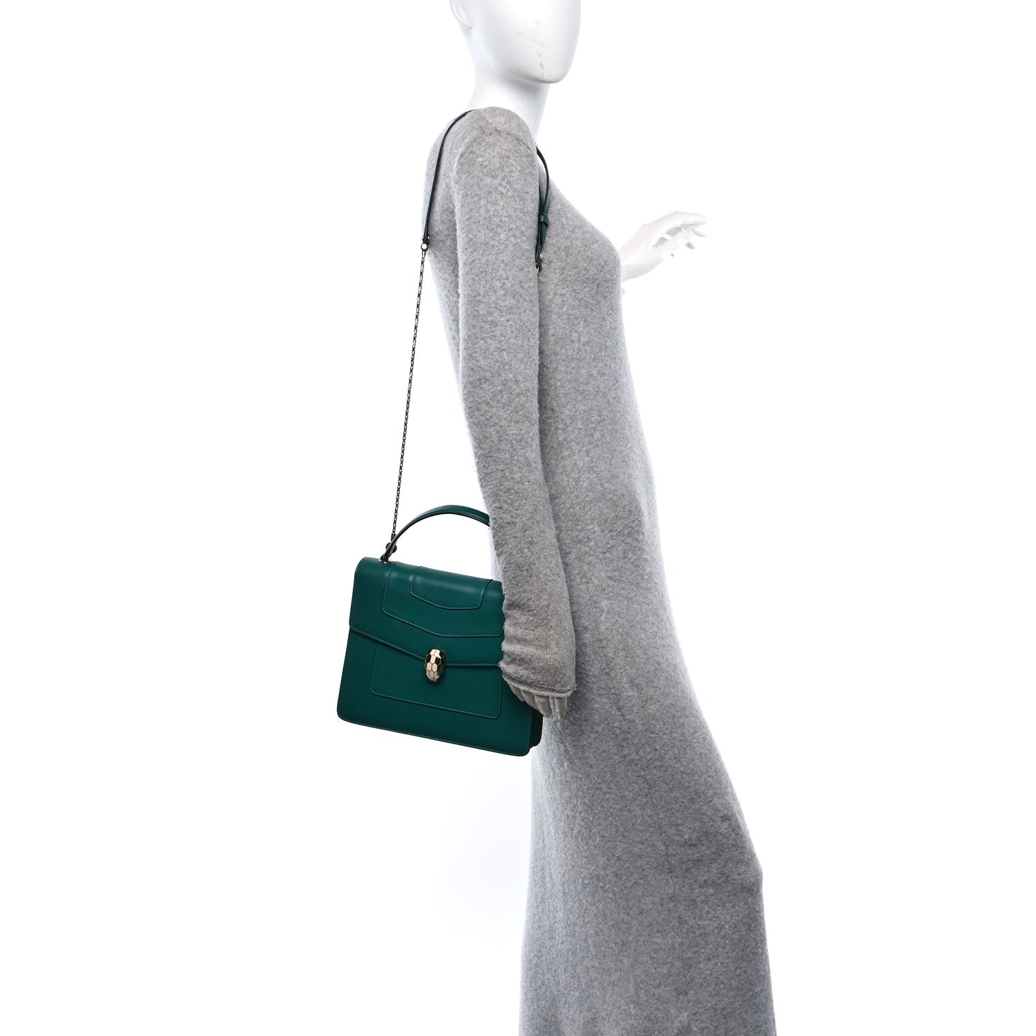 Bulgari Calfskin Serpenti Forever Top Handle Emerald Green 3 of 10