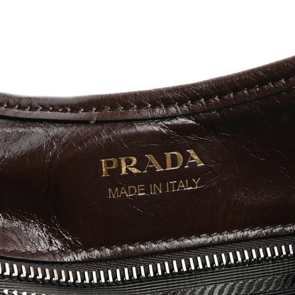 Prada Glossy Calfskin Medium Tote Bag Dark Brown 5 of 9