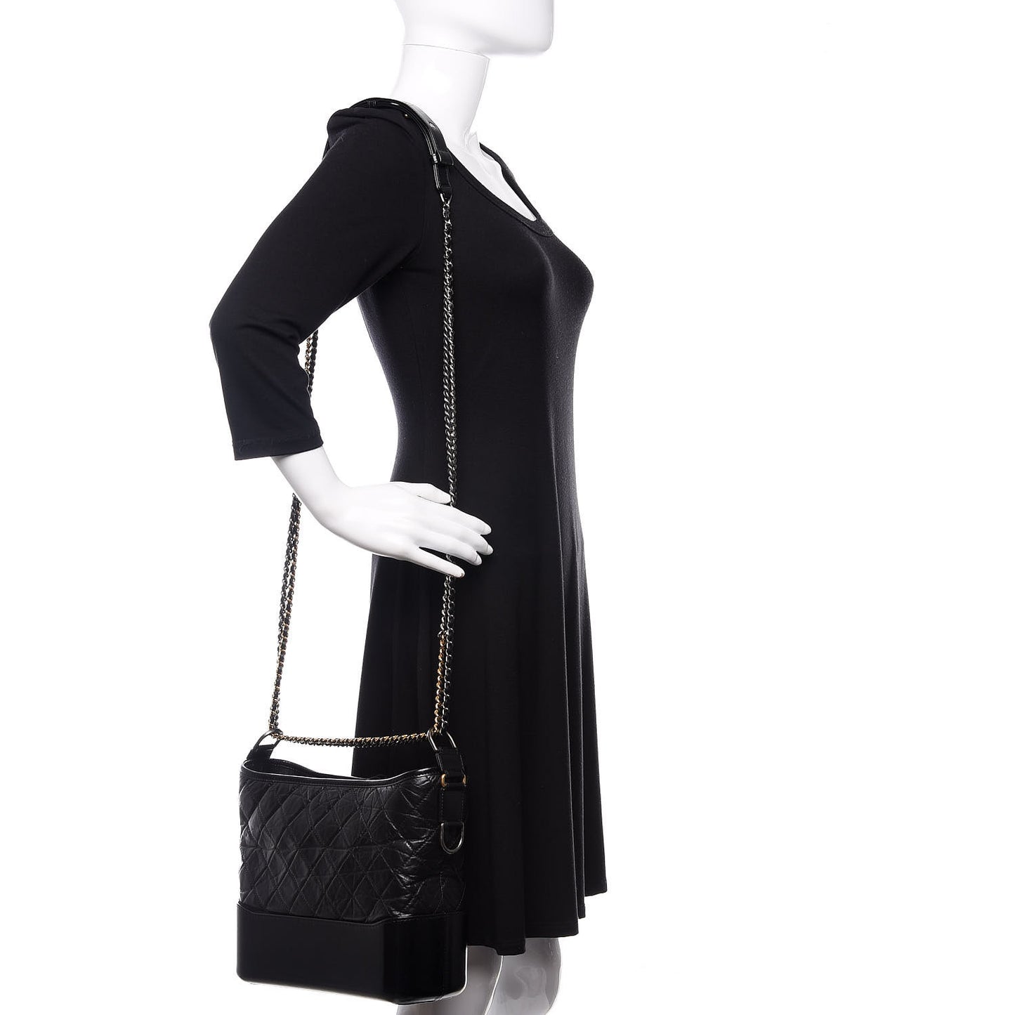 Aged Calfskin Quilted Medium Gabrielle Hobo Black