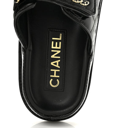 Chanel Crumpled Shiny Lambskin Velcro Dad Sandals 36 Black 7 of 9