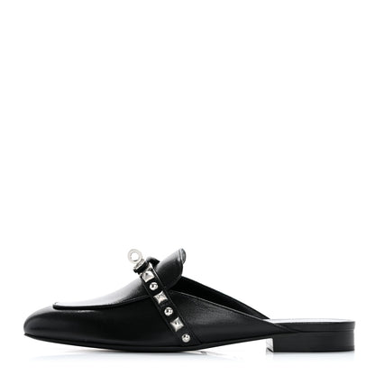 Hermes Goatskin Medor Studded Oz Mules 37.5 Black 1 of 10