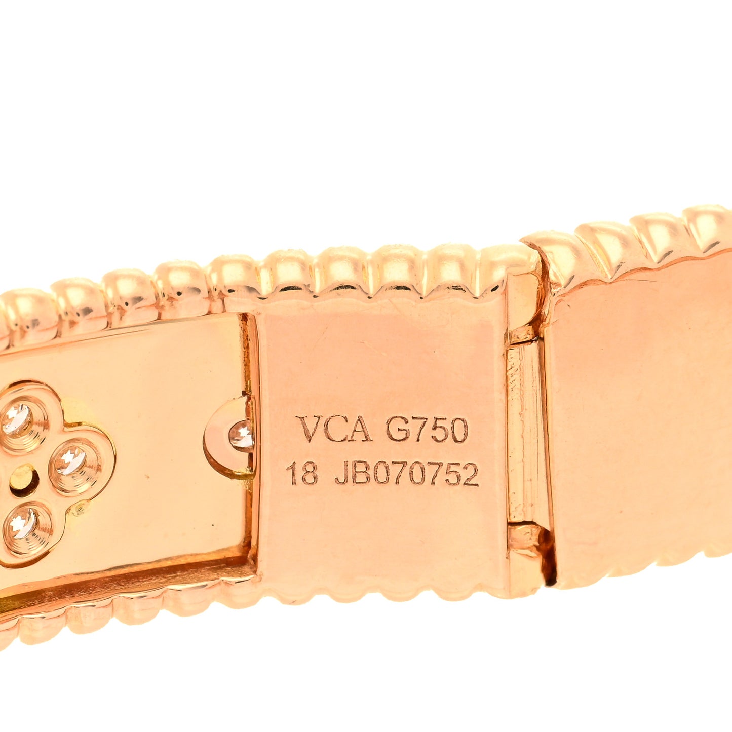 18K Rose Gold Diamond Perlee Clovers Bangle Bracelet L