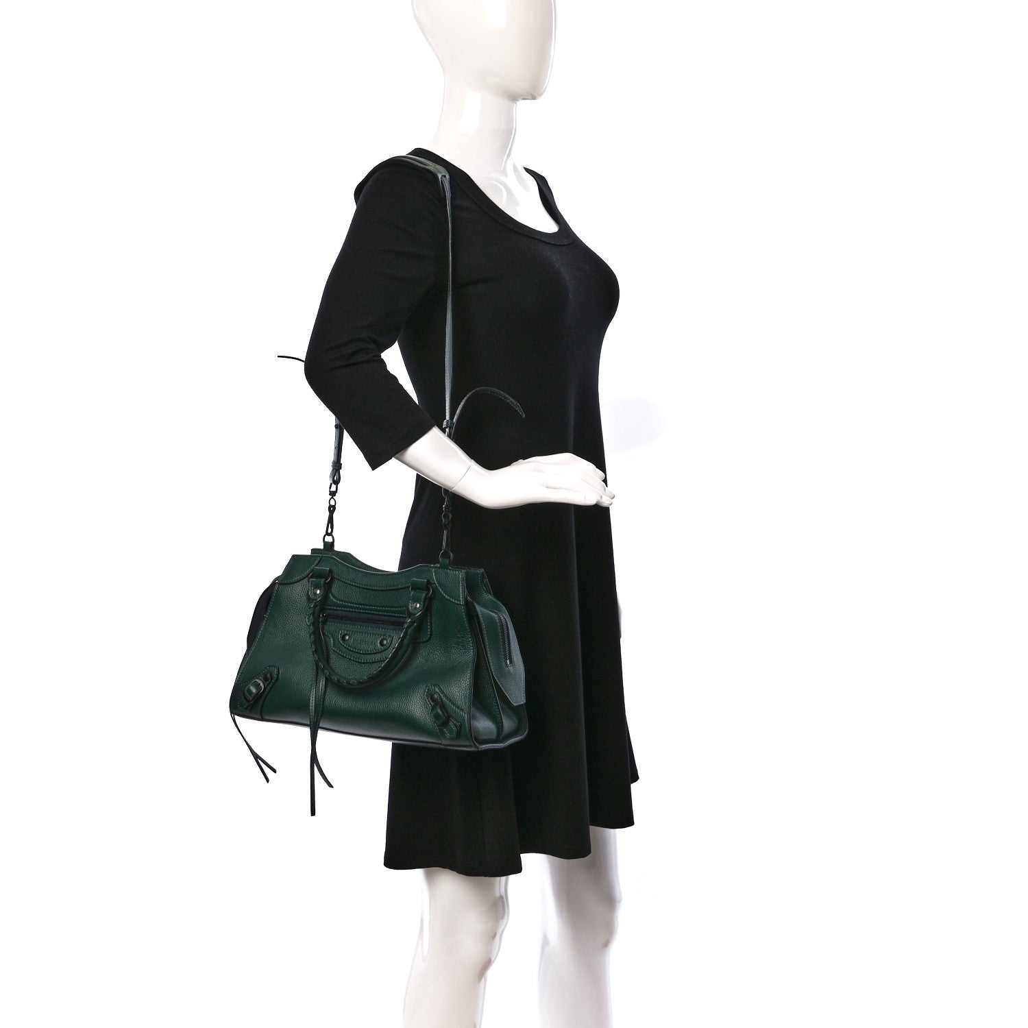 Balenciaga Grained Calfskin Neo Classic Matte Black Hardware S City Forest Green 2 of 9