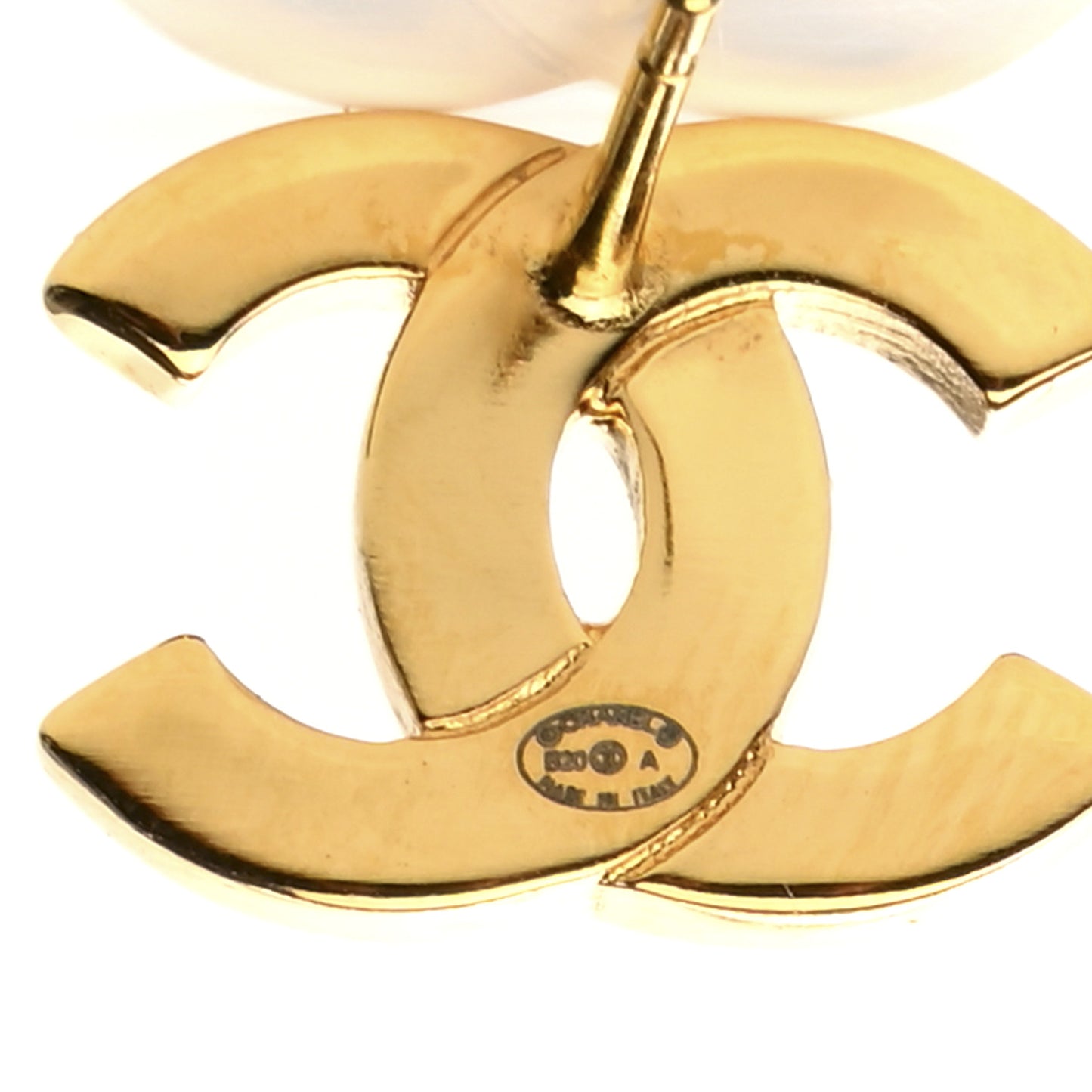 Metal CC Paris Button Stud Earrings Gold