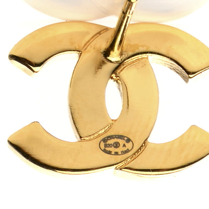 Chanel Metal CC Paris Button Stud Earrings Gold 4 of 5
