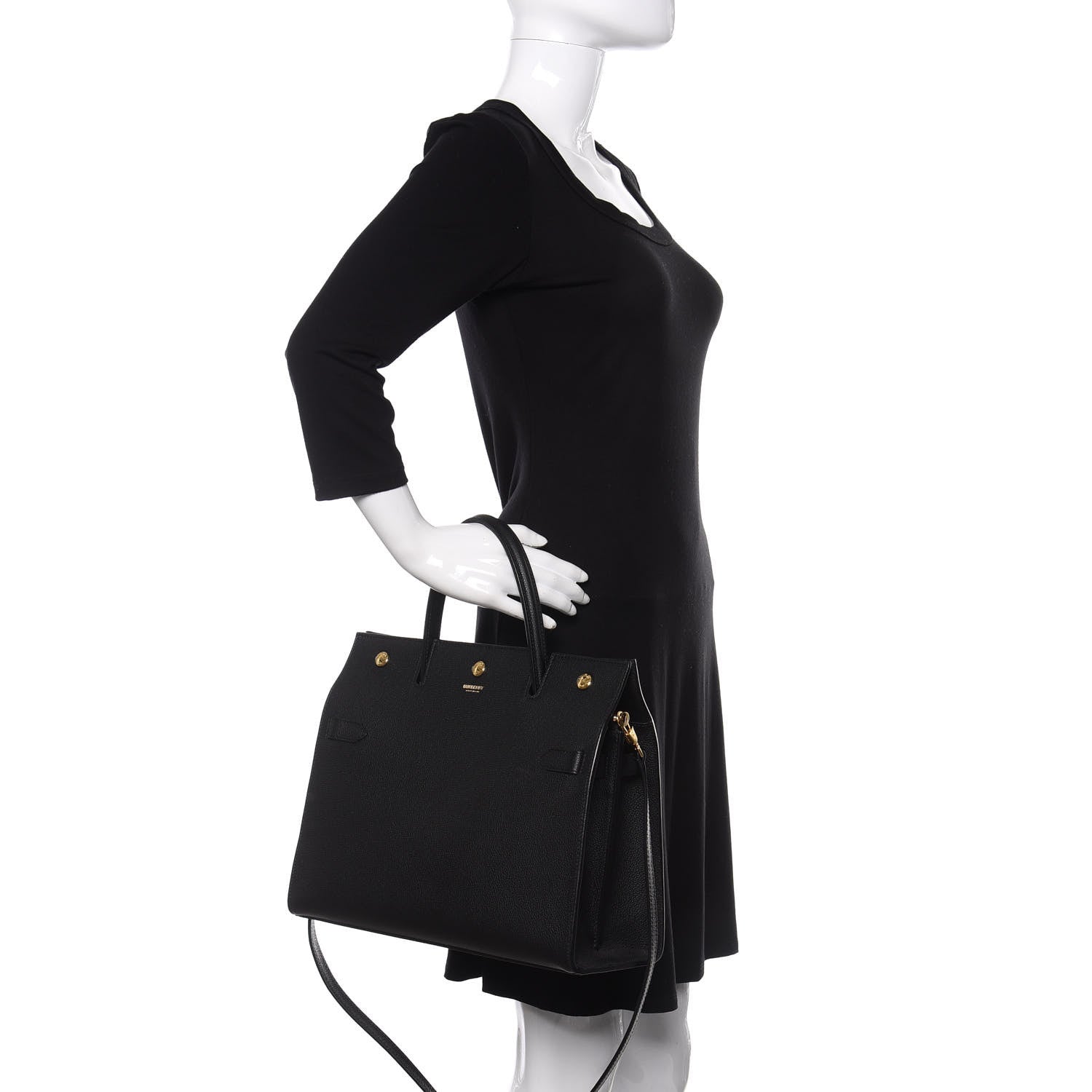 Burberry Grainy Calfskin Medium Title Bag Black 2 of 10