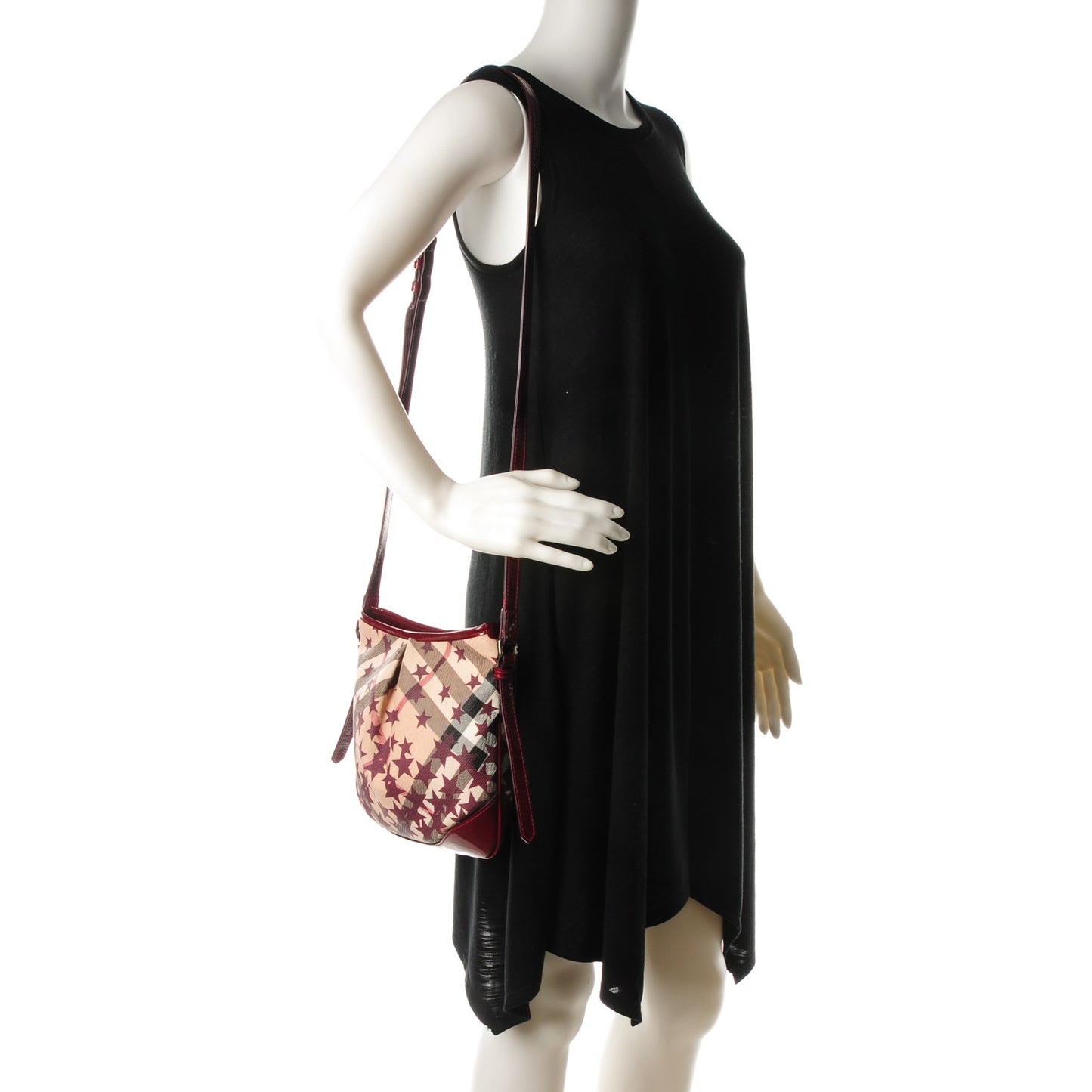 Patent Supernova Check Stars Small Julia Crossbody Bag Berry Red