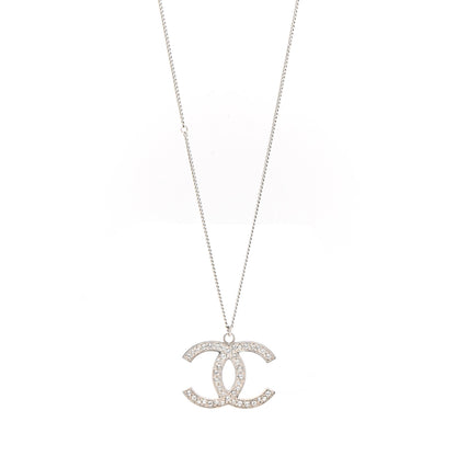 Chanel Crystal Large CC Necklace Silver 1 of 7