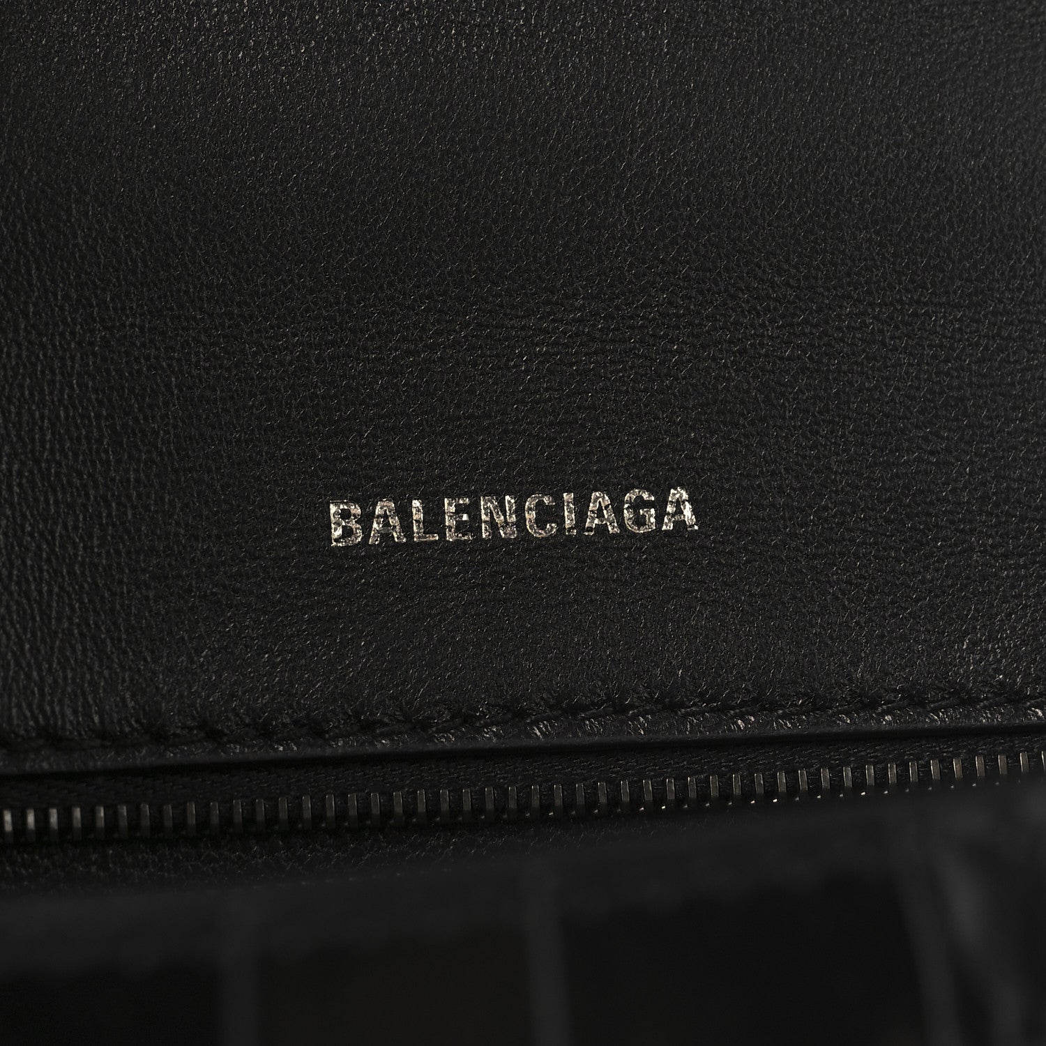 Balenciaga Shiny Calfskin Monochrome Crocodile Embossed Small Hourglass Top Handle Bag Black 6 of 10