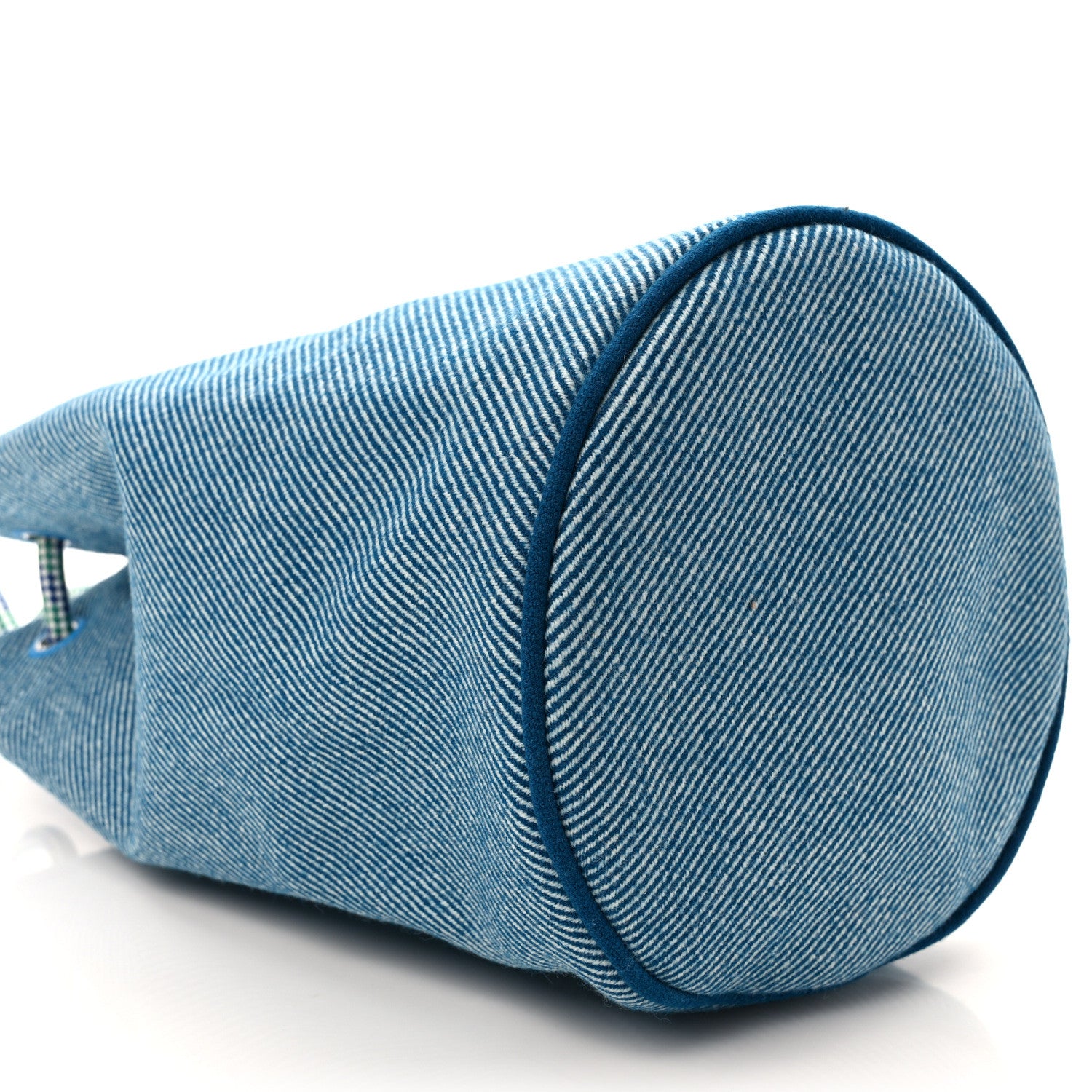 Hermes Toile H Canvas Les Cabanes Drawstring Duffle Bag Bleu Paon 7 of 8