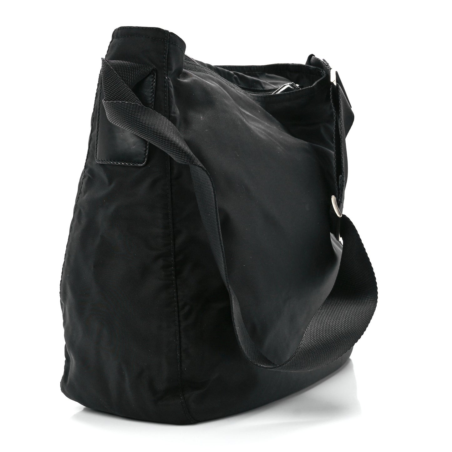 Nylon Flat Messenger Bag Black