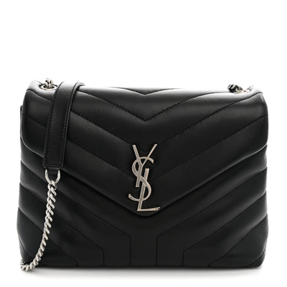 Saint Laurent Calfskin Y Quilted Monogram Small Loulou Chain Satchel Black 1 of 10