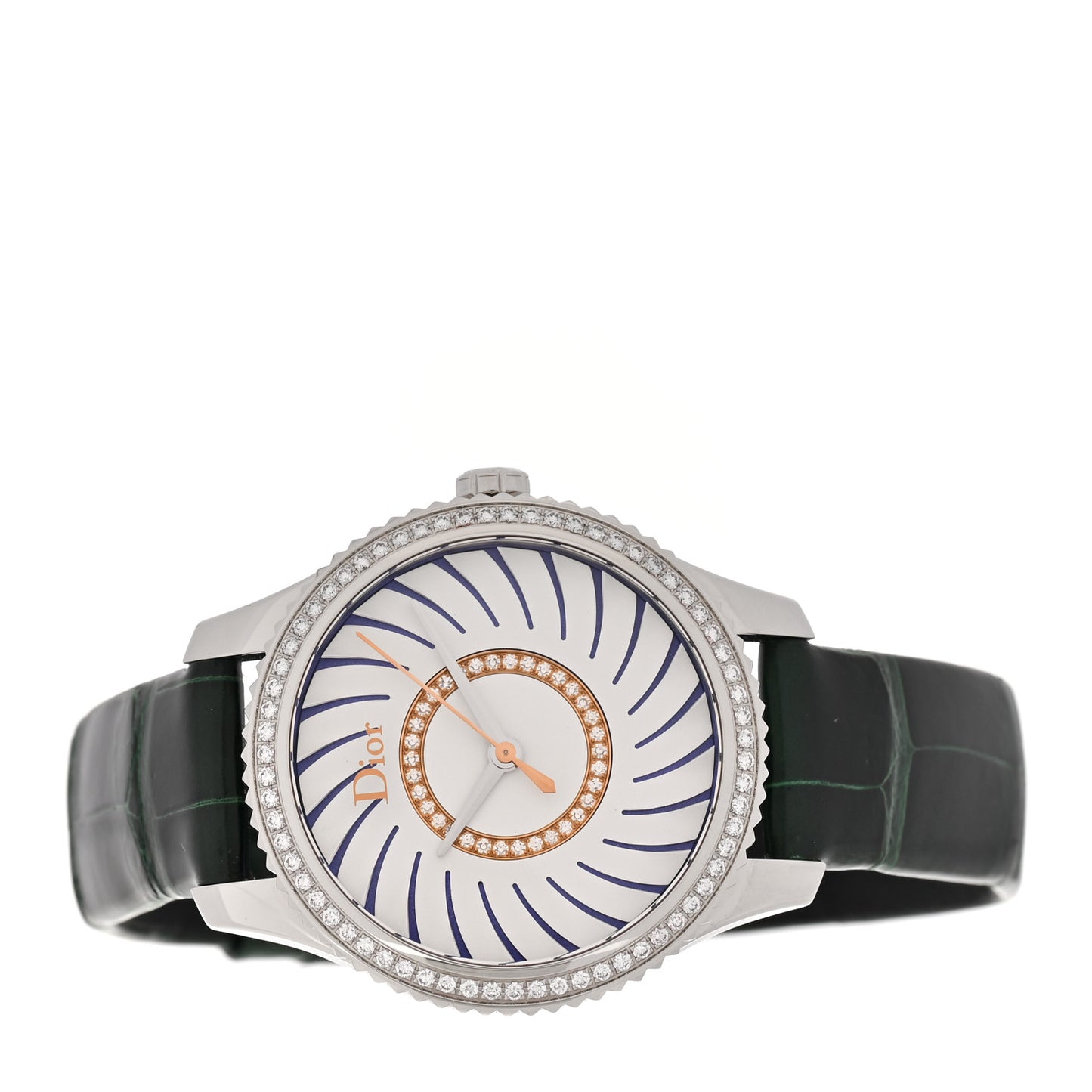 Stainless Steel Alligator Diamond Bezel 32mm Dior VIII Montaigne Quartz Watch White