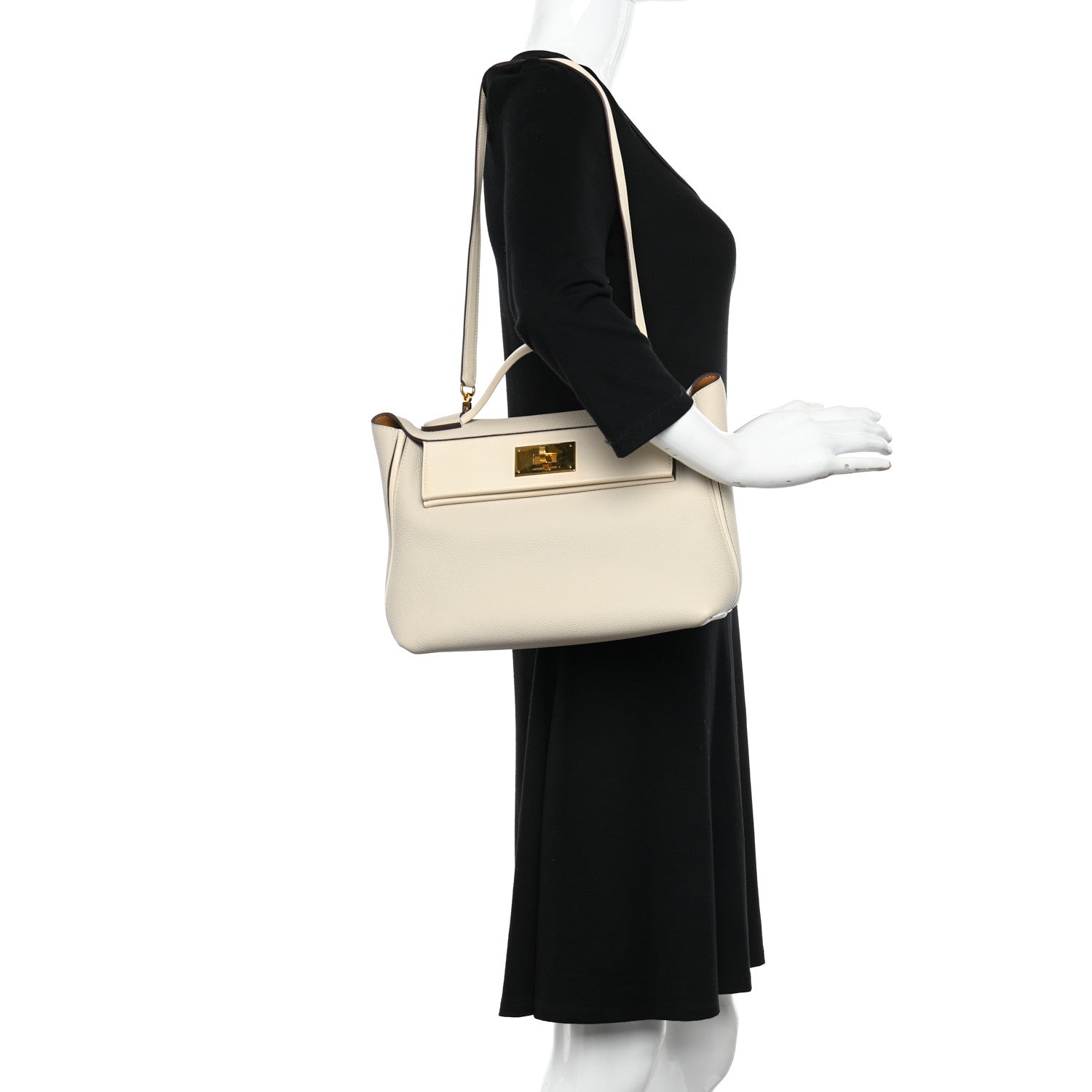 Hermes Taurillon Maurice Swift 24/24 29 Craie Nata Sesame 2 of 13