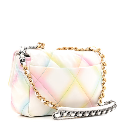 Chanel Printed Goatskin Quilted Medium Chanel 19 Flap White Multicolor 3 of 11