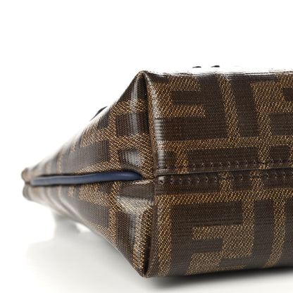 Fendi X FILA Glazed Fabric Vitello Century FF 1974 Mania Beauty Pouch Mogano Panna Blueberry 9 of 10