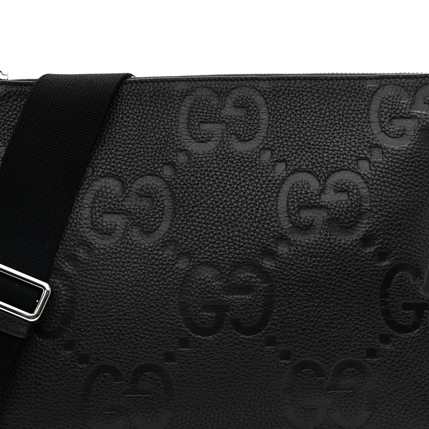 Gucci Piuma Calfskin Jumbo GG Embossed Medium Wristlet Messenger