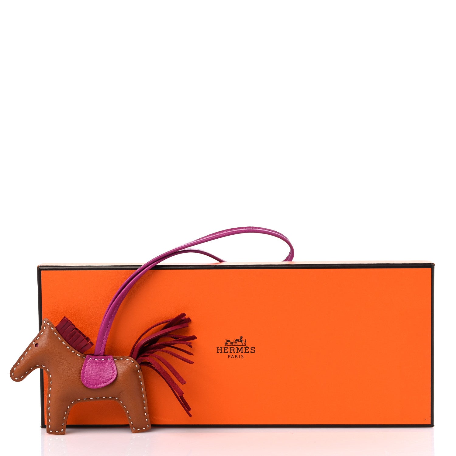 Hermes Milo Lambskin Grigri Rodeo Horse Bag Charm PM Gold Rubis Rose Poupre 4 of 4